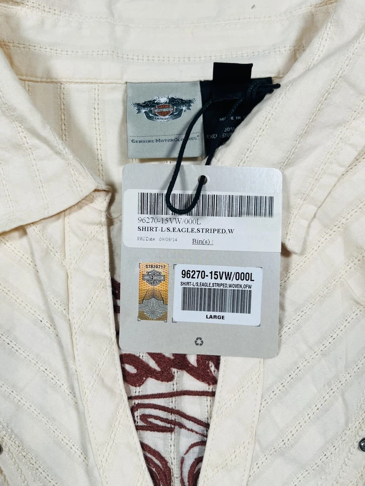 Harley-Davidson рубашка женщин большой с белым длинным рукавом Eagle назад 96270-15VW - Изображение 3 из 4