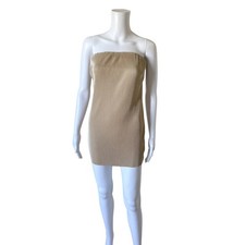 SHEIN Womens Size Small Beige Crinkle Strapless Sleeveless Mini Party Tube Dress