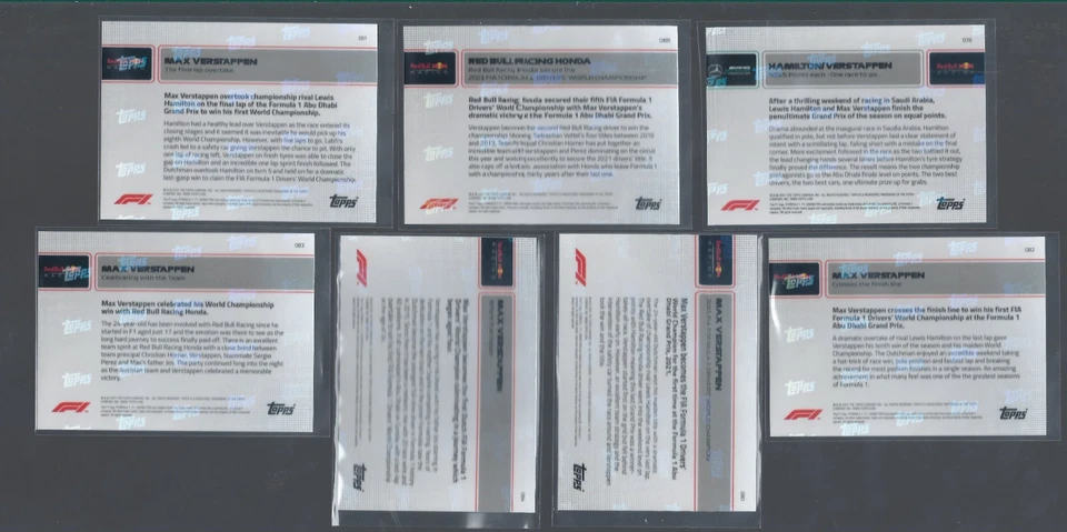 2021 - TOPPS NOW F1 - MAX VERSTAPPEN - RED BULL - SUPERB LOT OF 7 CARDS - EX - Image 2 of 2