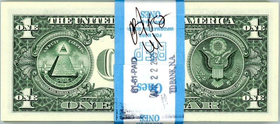 BEP PACK Of 100 $1 DOLLAR 2021 $1 Notes - G/B Block (CHICAGO  “G”) Nonsequential - Image 2 of 2