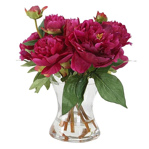 Uttermost Prima Peony Plastic Bouquet with Glass Vase in Pink/Clear - Picture 3 of 5