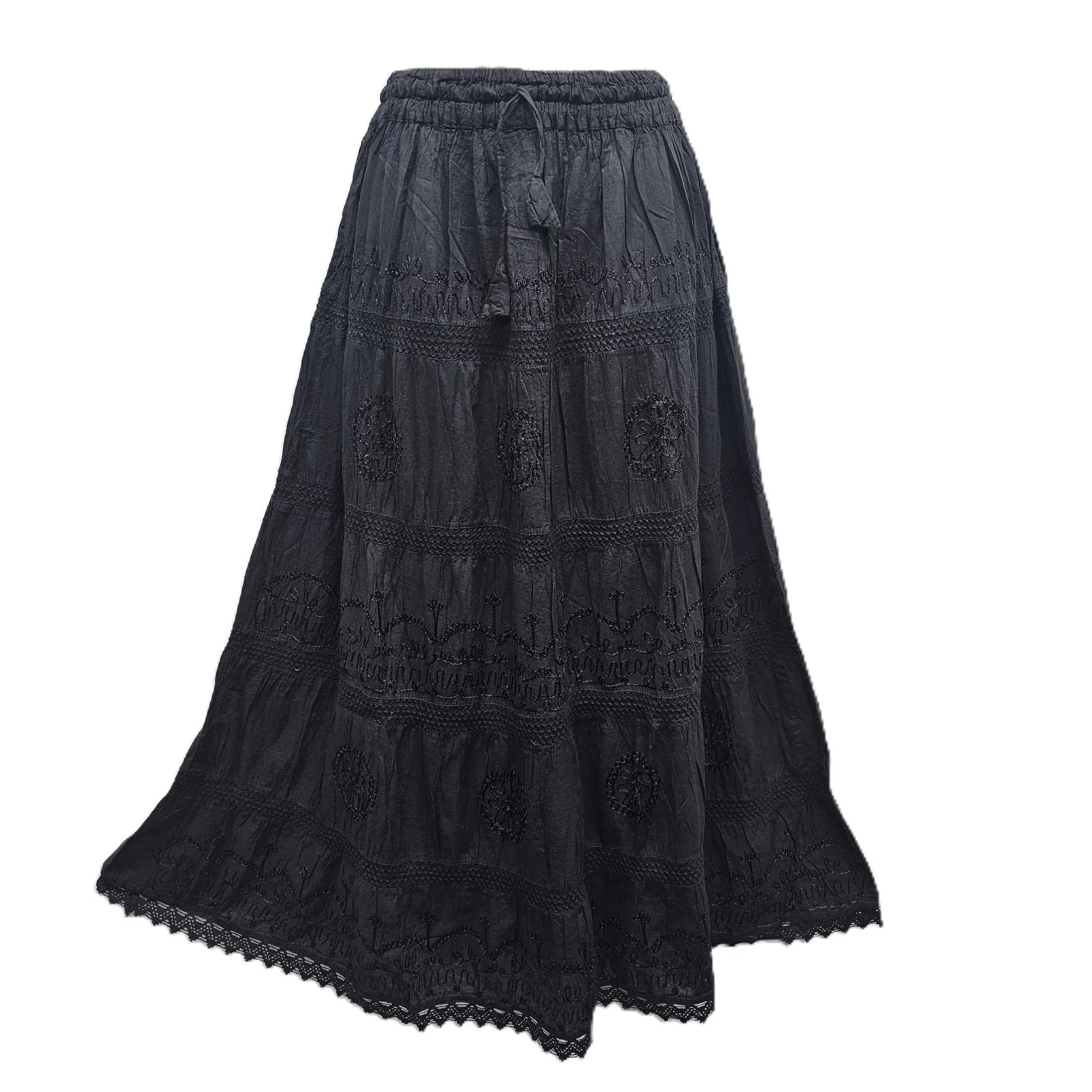 Cotton Maxi Skirt Bohemian Embroidered Fully Lined BLACK One Size S M L XL XXL
Opens in a new window