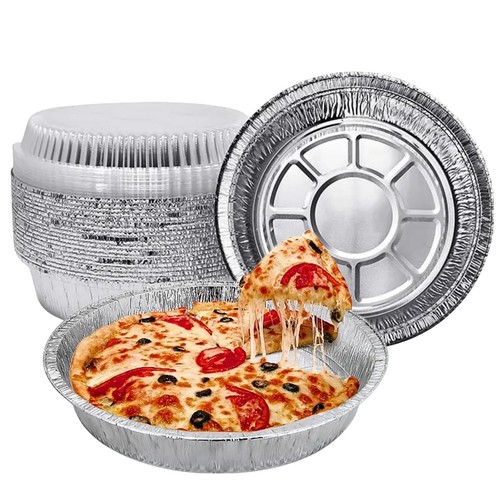9" Round Aluminum Foil Pans with Clear Lids, Disposable Food Containers with ...