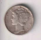 1940-D MERCURY DIME 10¢ 90% SILVER DENVER MINT 10 CENTS UNITED STATES OF AMERICA
