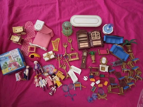 Vtg Playmobil Fairy Tale Princess Dream Castle People and Furniture Lot