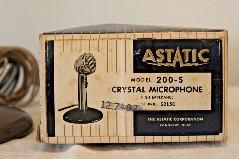 Vintage Astatic Model 200-S Microphone W/ Stand & Box - Look! - Works - Image 2 of 4