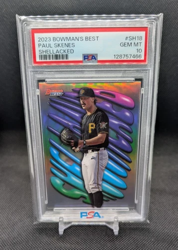 PSA 10 Paul Skenes 2023 Bowman's Best Shellacked Refractor Insert Pirates SH-18