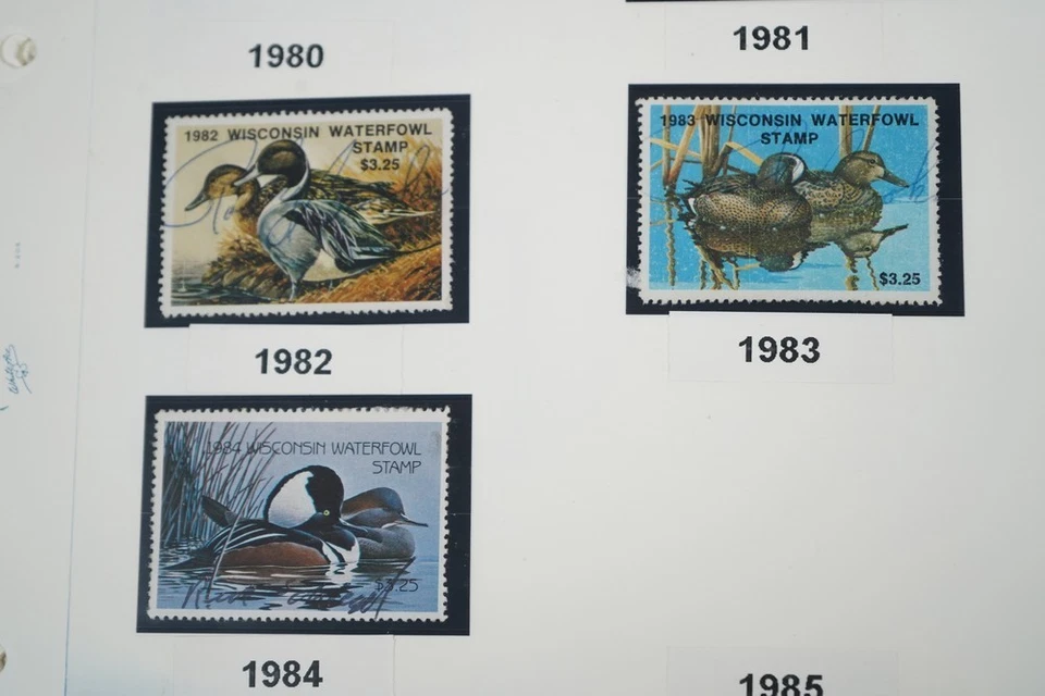US 1970s-2010s COLLECTION OF 92 WISCONSIN STATE REVENUE STAMPS DUCKS & FISH - Image 3 of 4