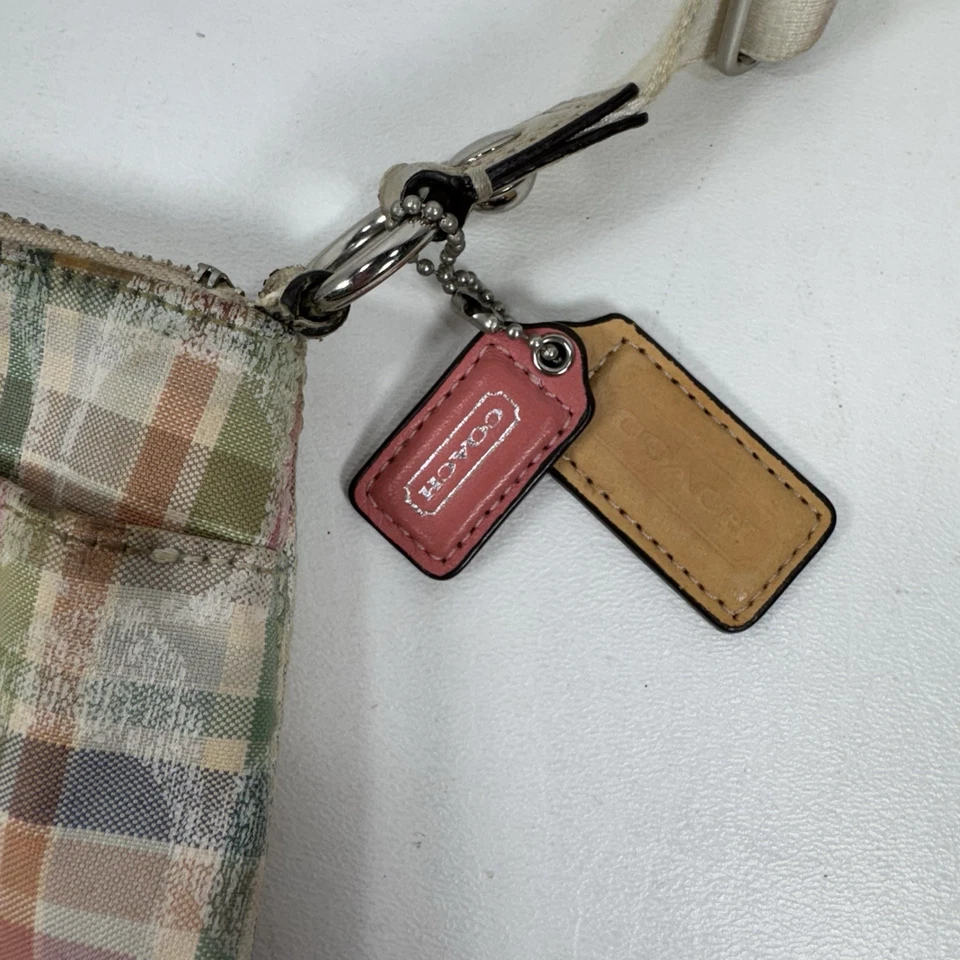 Coach Poppy Madras Pastel Sequined Crossbody Shoulder Purse Multi Color Plaid - Image 3 of 4