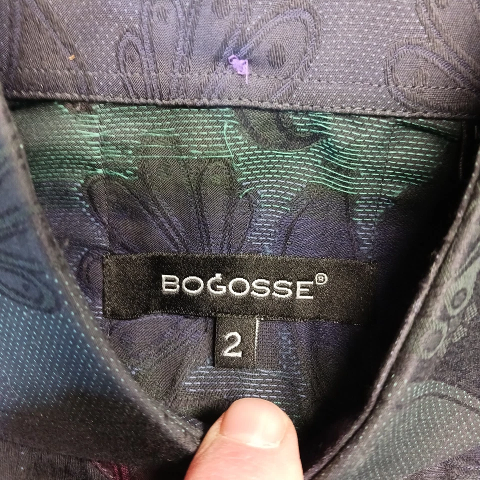 BOGOSSE Dress Shirt Men's 100% Cotton Paisley Long Sleeve Shirt Sz 2 Small - Image 4 of 4