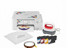 Brother Sublimation Printer Bundle  Mini Heat Press, Ink, 10 Sheets, Heat Tape