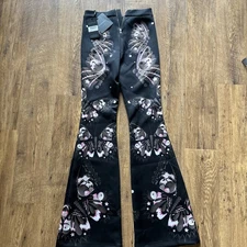 Cynthia Rowley Women Black Paisley Butterfly Pants Size 2 NWT