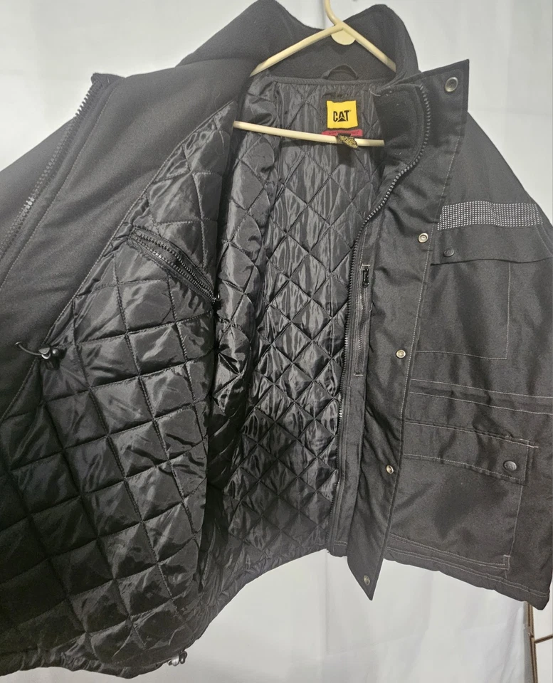 Parka aislante pesado Caterpillar CAT para hombre XXLarge negra reflectante sin capucha Foto 3 de 4