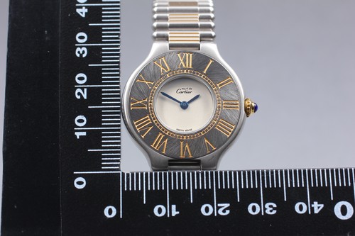 w/Box Vintage Cartier Must 21 28mm Silver Dial Quartz Woman Watch From JAPAN - Picture 10 of 10