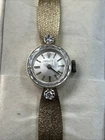 Vtg 1950's Ladies Rolex Cocktail Watch 14k Gold Band w/ Two Diamonds 19.75g