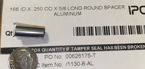 250 Smooth Round Aluminum Spacers 5/8" Long 250 OD x .166" ID (2) - Picture 2 of 2