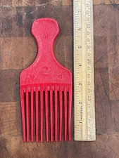 Vintage Goody Plastic Hair Picks Lift Combs Croc Textured RED 6.5" Made USA