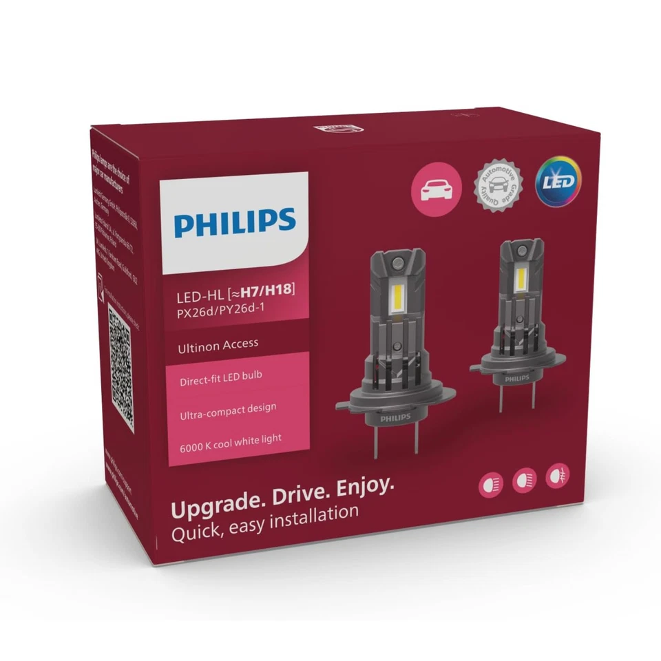 PHILIPS Lampadine Auto LED H7 H18 Philips Ultinon Access 6000K 12V Px26d - Immagine 4 di 4