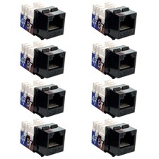 8 Pcs Cat5E RJ45 Ethernet LAN Network Keystone Jack 110 Punch Down Snap-in Black