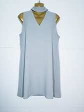 BNWT NEW PRETTYLITTLETHING UK 12 GREY DRESS SHIFT HIGH NECK COLLAR 32" Y807