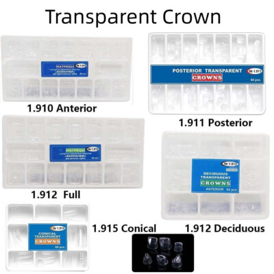 64Pcs Dental Anterior Transparent Crowns Deciduous For Adult/Kids Matrix Veneers