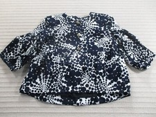 Eden Blake Womens Jacket 2 Blue Patterned Button 3/4 Sleeve Lined Short Cotton