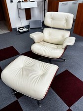 Lounge Chair | DesignerSessel | +Ottomane | Leder hellbeige | gebraucht | Replik