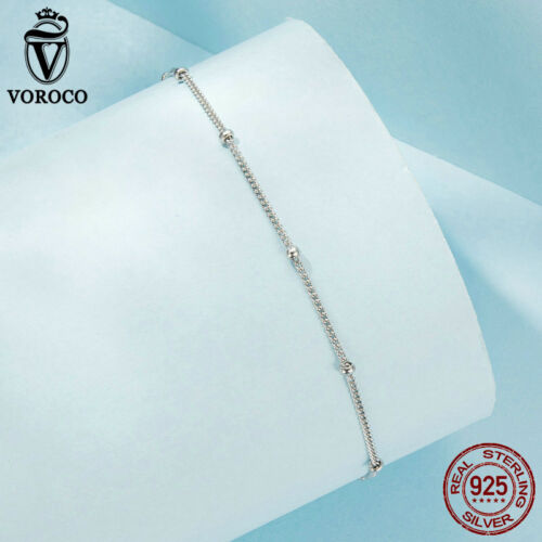 Voroco Flowers Anklet Foot Chain Beach Beads 925 Sterling Silver plated - Picture 7 of 7