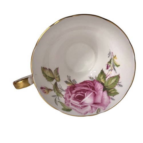 Aynsley Cabbage Rose Tea Cup & Saucer Fleur De Lis Burgundy Red Gold Gilt Trim - Picture 8 of 13