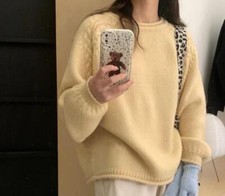 Womens Fashion Winter Round Collar Long Sleeve Loose Kniting Pullover Sweaters