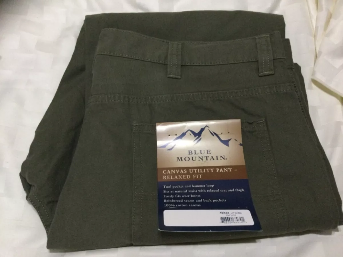 BLUE MOUNTAIN Mens 40 to 44 Olive Green Utility Carpenter PANTS Reg Fit New