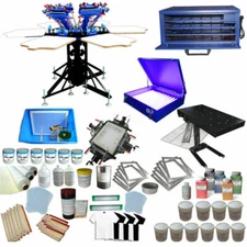 Updated Full Set 6 Color  Silk Screen Printing Kit Flash Dryer&Expoxure Unit DIY