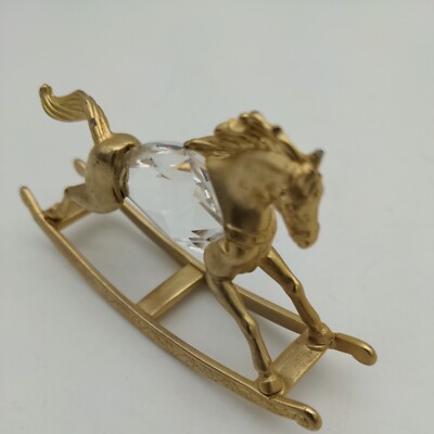 Vintage Lot 1984 Manon Metal Pegasus & Rocking Horse Crystal