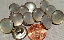 12 Slight Dome Pearlized Plastic & Metal Shank Buttons Almost 5/8" 15.2mm # 7744