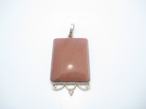 Sterling Silver Red Quartz Rectangular Scroll Border Pendant
