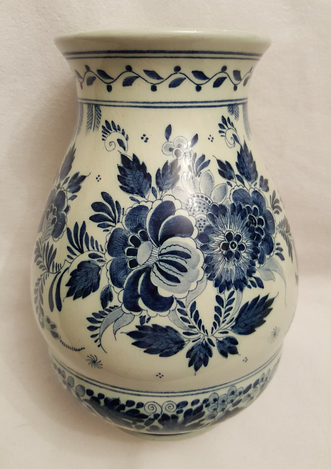 Pellen onderbreken geluid DELFTS BLAUW Holland Vintage Hand Painted Blue & White Floral Porcelain  Vase | eBay