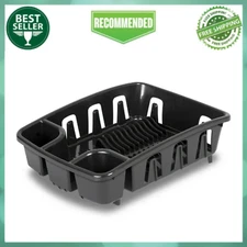 Sterilite DrainRack, Dishrack and Drainboard, Inclined Base for Draining, Black