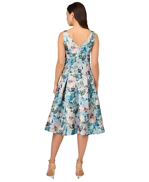 adrianna papell floral chiffon midi halter dress in turquoise multi Floral Crinkle Chiffon Halter Midi Dress In Navy Multi, Navy Multi / Regular / 14
