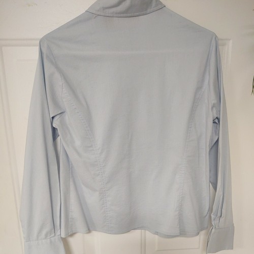 Apostrophe Stretch Womens Long Sleeve Button Up Shirt 8P Career Work Blue - Picture 4 of 4