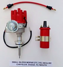 MOPAR 360 340 318 273  RED Small Female Cap HEI Distributor + RED ROUND 45K Coil