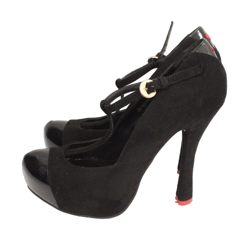 Ladies LOVE MOSCHINO Black Suede TBar Heels UK Size 5 EU 38 L32 eBay