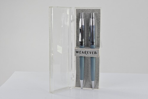 Vintage Weaver Blue Pastel Pen Pencil Set Box - Picture 3 of 5
