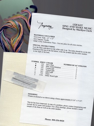 Sing and Make Music Cross Stitch Pattern  Kit Instructions and supplies  1328 - Picture 3 of 3