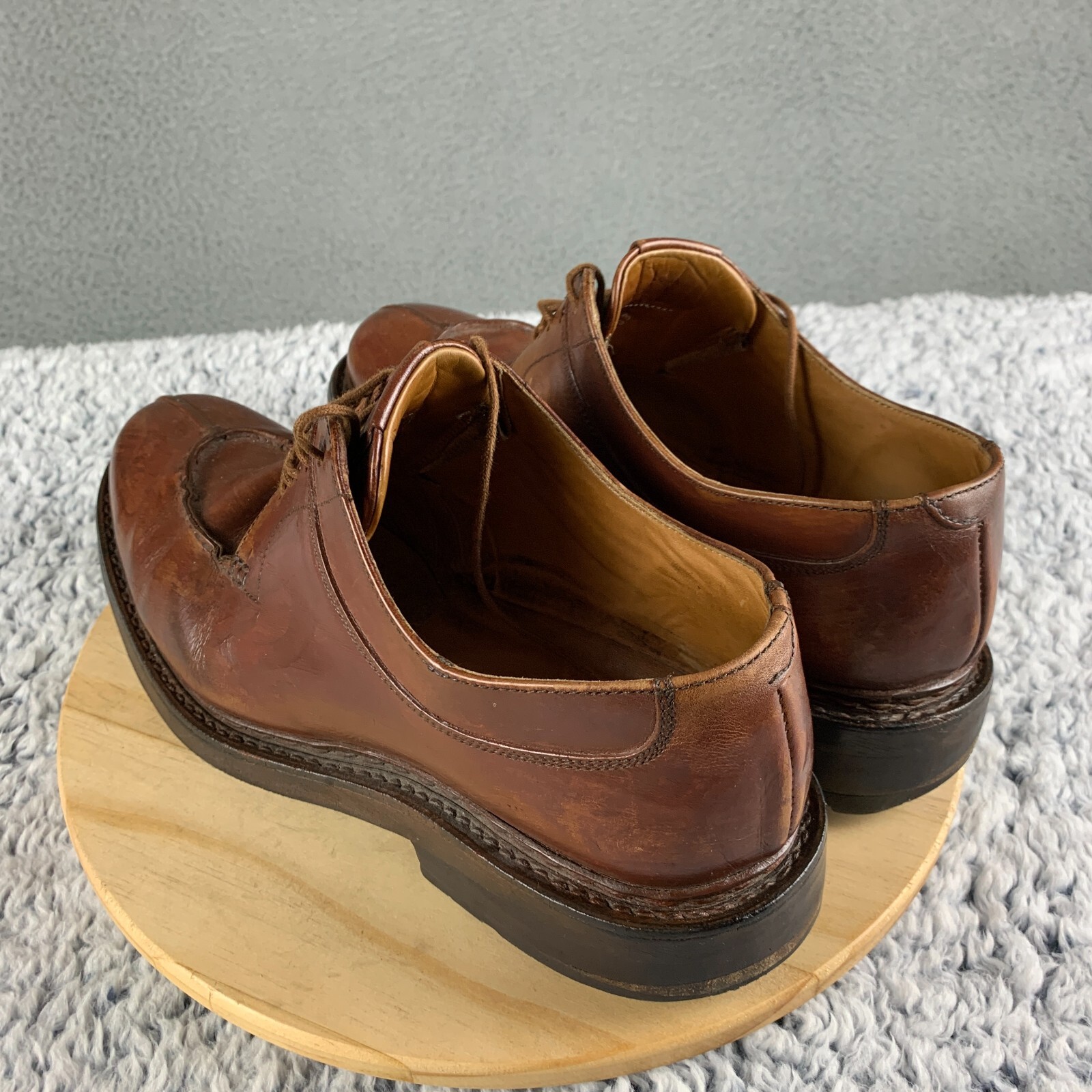 SAOLA Scarpe Heschung Catalpa Derby da uomo taglia 7 cognac punta spaccata stringate in pelle eleganti