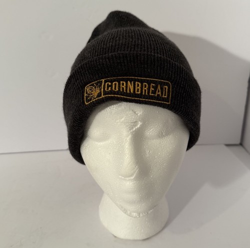 Official Cornbread Logo In Yellow Stitched Onto Dark Gray Winter Beanie Hat - Picture 2 of 10