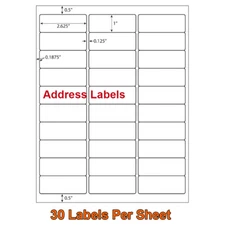 200-1600 Sheet Mailing Address Barcode Shipping Label Self Adhesive 30 Per Sheet