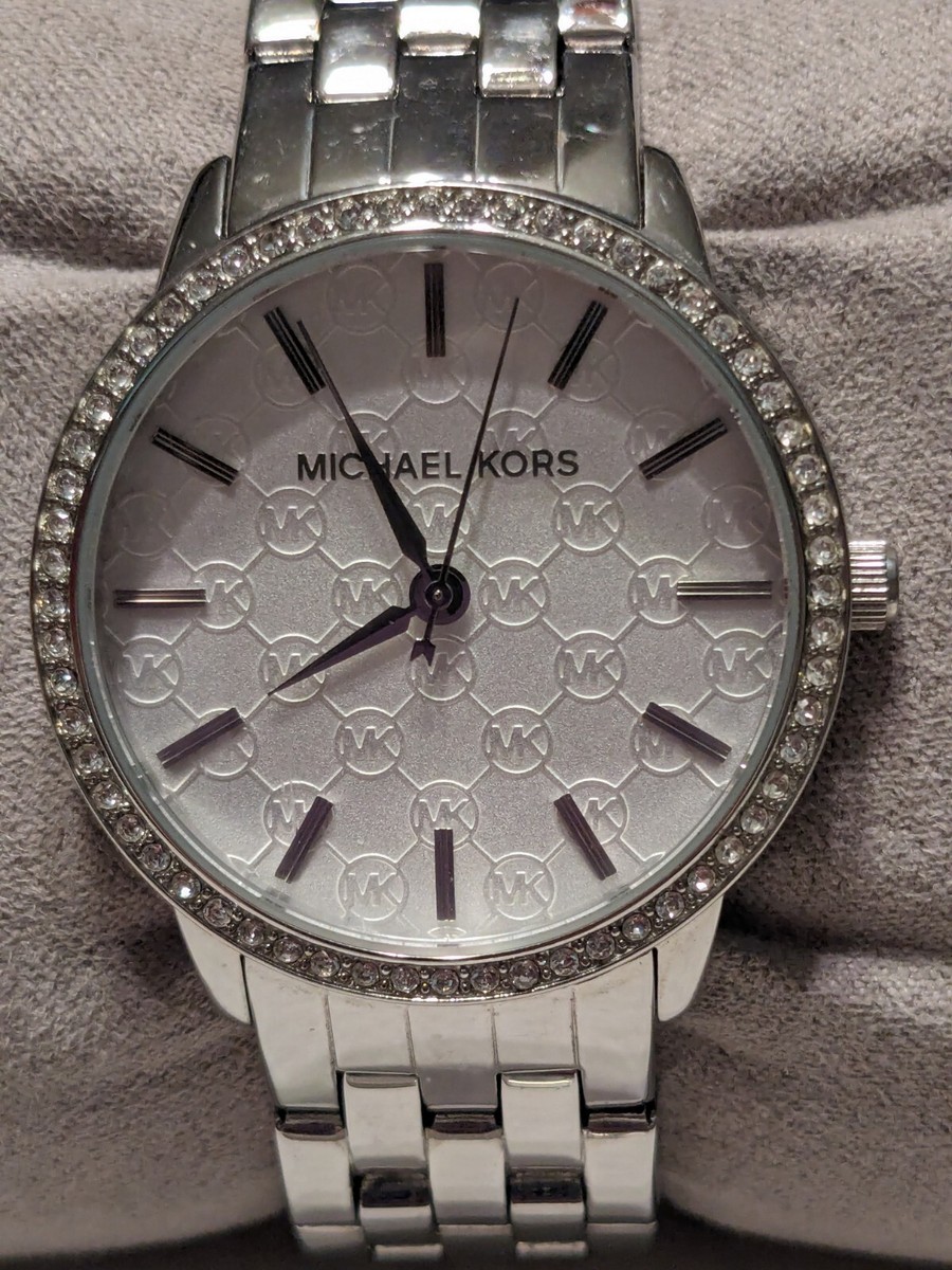 Michael Kors Mk3372 Stainless W/ Crystals Argyle Logo Face  display picture 2