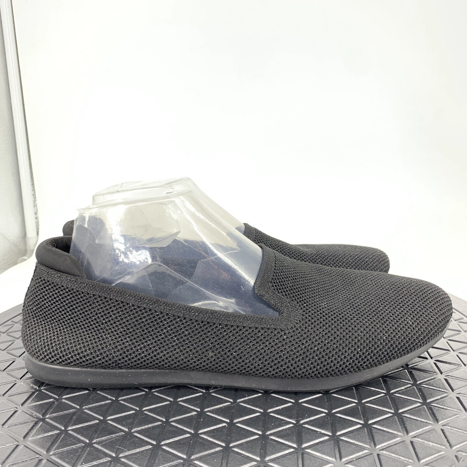 Mocassini Clarks donna 9 5 nero argento maglia elasticizzata foderati pelliccia sintetica
