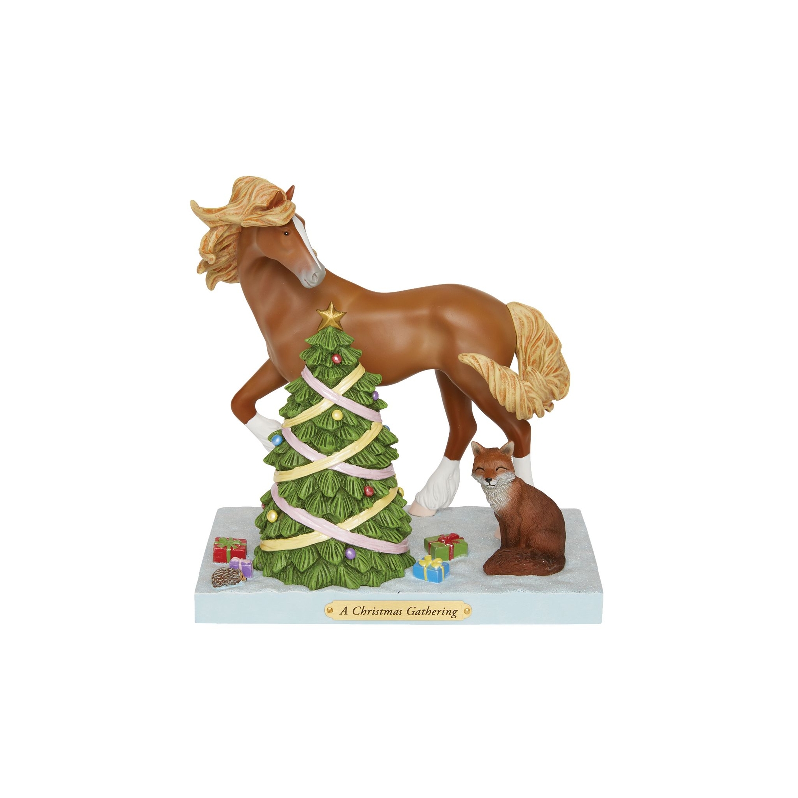 Estatuilla Enesco El rastro de los ponis pintados una reunión de Navidad 7,3 pulgadas