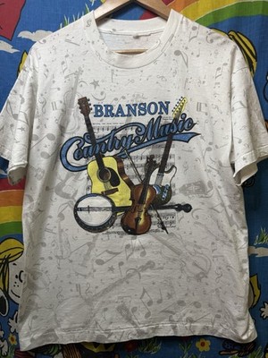 Vintage Country Music T Shirt Large White All Over Print Brandson 1994 90s